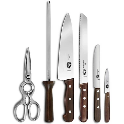 7 Piece Rosewood Handle Knife Block Set - OPEN BOX