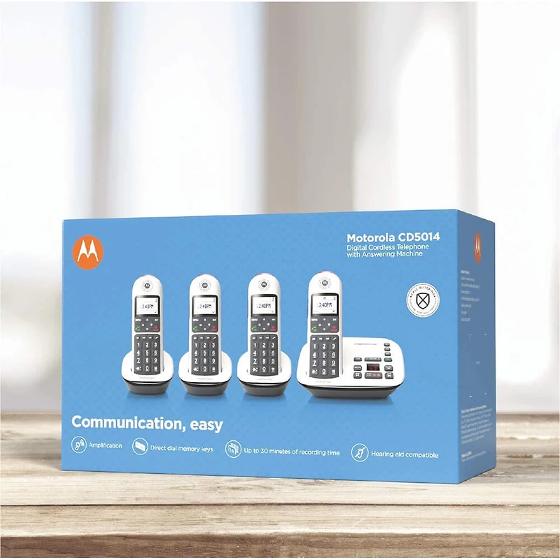 DECT 6.0 Digital Cordless Phone with Answering Machine - 4 Pack