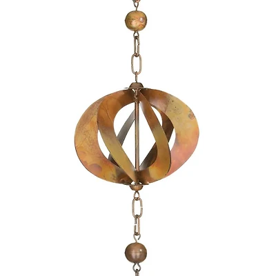 Flamed Copper Spinner Rain Chain