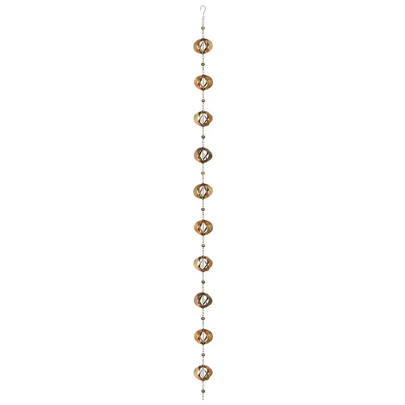 Flamed Copper Spinner Rain Chain