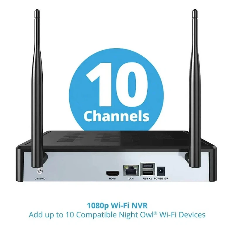 10 Channel 1080p Smart Security System with 1TB Hard Drive and 4 1080p Wi-Fi IP Spotlight Cameras - Certified FactoryRefurbished
