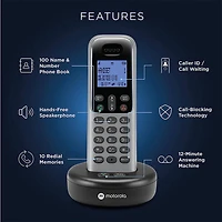 T6 Series Cordless Phone System with 2 Digital Handsets & Caller ID - Grey