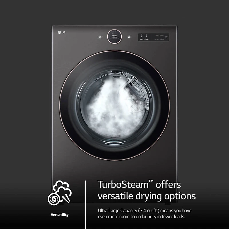 7.4 Cu. Ft. Black Steel Stackable Ultra Large Capacity Front Load Smart Dryer