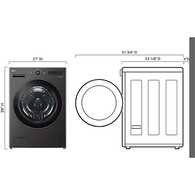 5.0 Cu. Ft. Black Steel Stackable Front Load Smart Washer