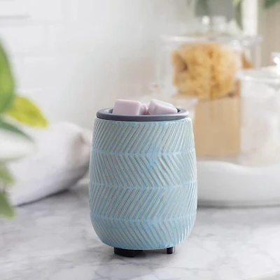 Blue Herringbone Flip Dish Fragrance Warmer - OPEN BOX