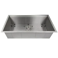 33 inch Garmisch Undermount Stainless Steel Single Bowl Kitchen Sink with Bottom Grid and Accessories