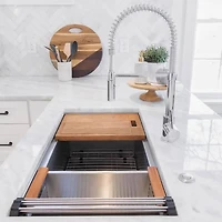 33 inch Garmisch Undermount Stainless Steel Single Bowl Kitchen Sink with Bottom Grid and Accessories