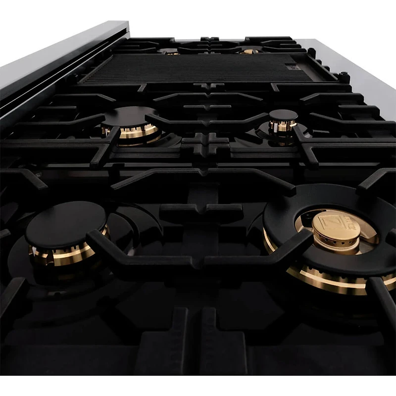 6.0 Cu. Ft. Autograph Edition Freestanding Dual Fuel Double Range - Stainless/Champagne Bronze