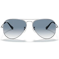 Aviator Large Metal Polished Silver Light Blue Gradient Crystal