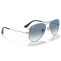 Aviator Large Metal Polished Silver Light Blue Gradient Crystal