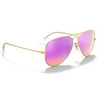 Aviator Large Metal Flash Lens Matte Gold Cyclamen Mirror Crystal