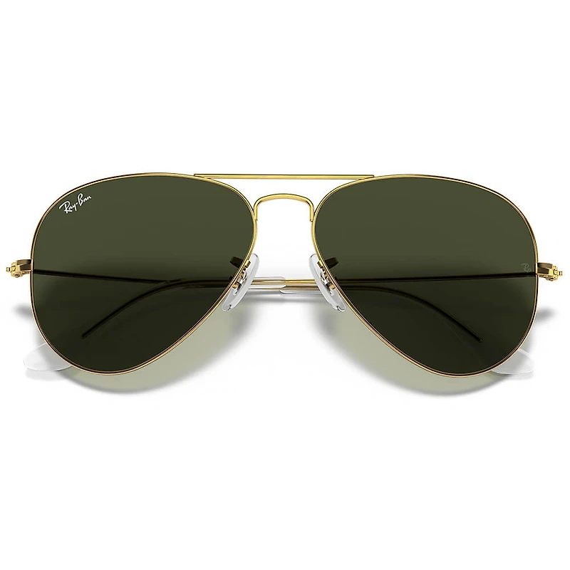 Aviator Large Metal Polished Gold G-15 Green Classic Crystal