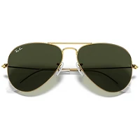 Aviator Large Metal Polished Gold G-15 Green Classic Crystal