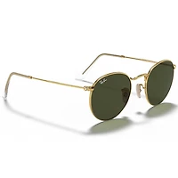 Round Polished Gold Metal G-15 Green Classic Crystal