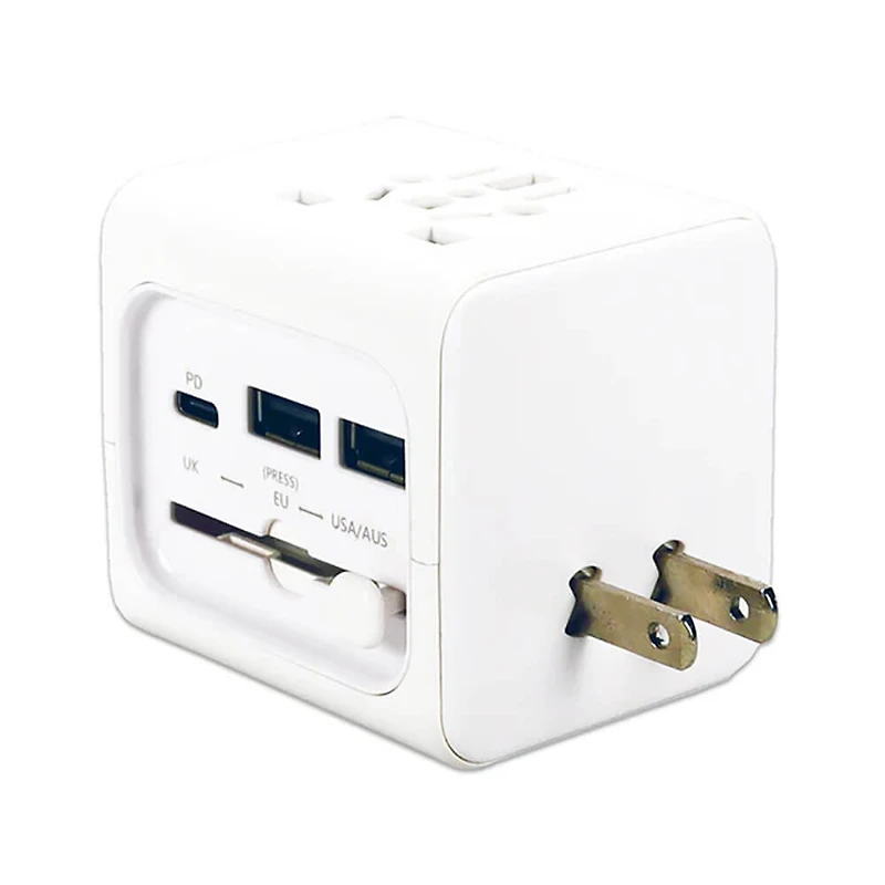 Premium World Travel Power Adapter w/ USB-C & Dual-USB Charger Ports