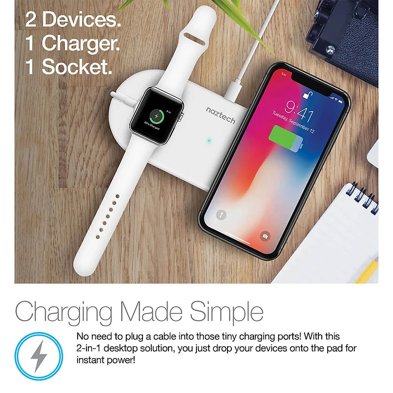 Power Pad Duo Qi Wireless Fast Charger - White - OPEN BOX