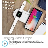 Power Pad Duo Qi Wireless Fast Charger - White - OPEN BOX