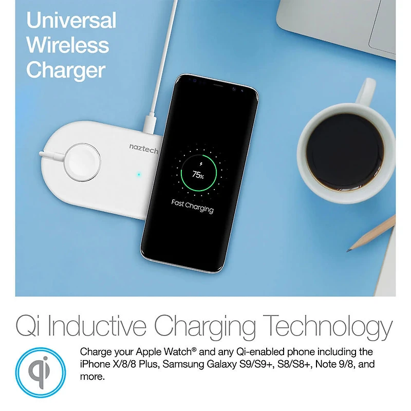Power Pad Duo Qi Wireless Fast Charger - White - OPEN BOX
