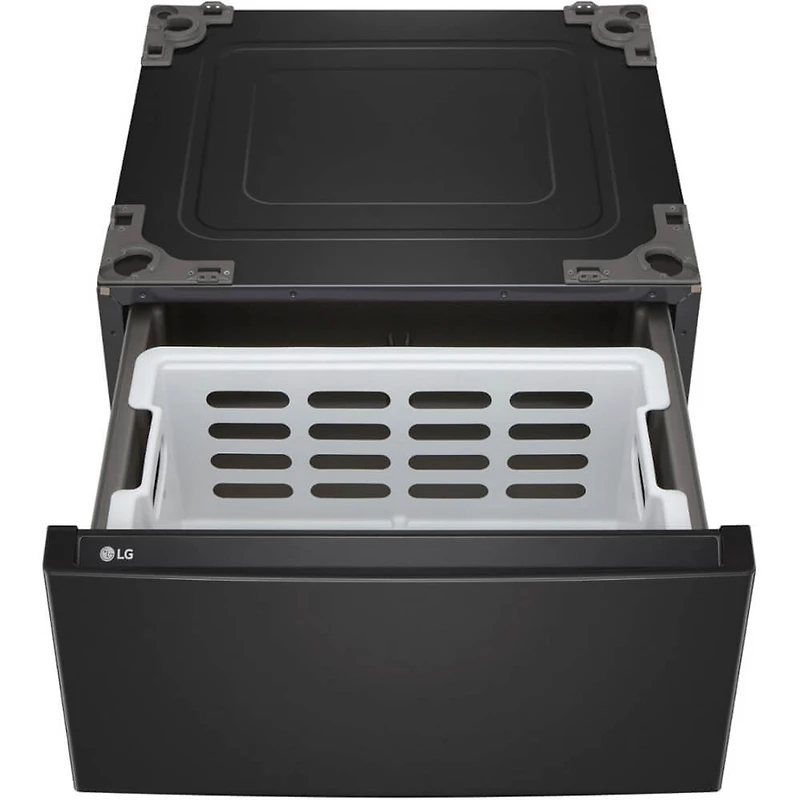 27 inch Black Steel Laundry Pedestal with Storage Drawer