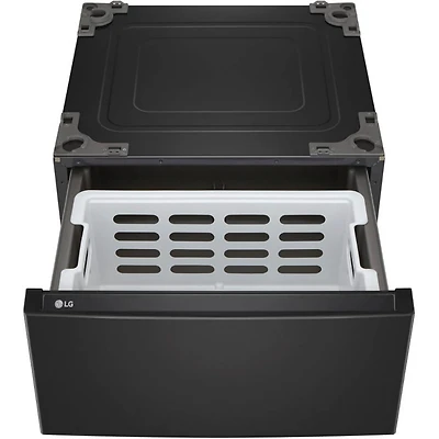 27 inch Black Steel Laundry Pedestal with Storage Drawer