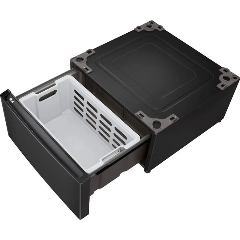 27 inch Black Steel Laundry Pedestal with Storage Drawer