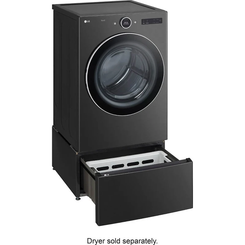 27 inch Black Steel Laundry Pedestal with Storage Drawer