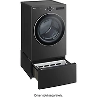 27 inch Black Steel Laundry Pedestal with Storage Drawer