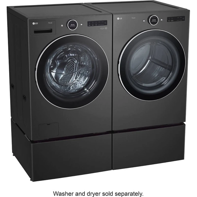 27 inch Black Steel Laundry Pedestal with Storage Drawer