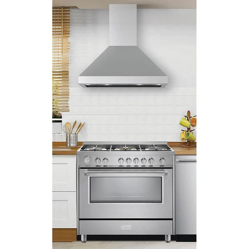36 inch Designer Series Stainless Wall Mount Convertible Chimney Range Hood - OPEN BOX