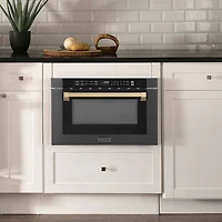 1.2 Cu. Ft. Autograh Edition Black Stainless Built-In Microwave Drawer with Bronze Accents