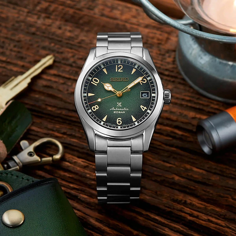 Prospex Alpinist Watch - Green/Brown Leather Band