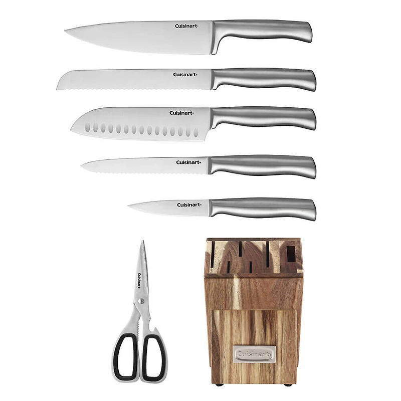 7 Pc. Stainless Prep Set in Acacia Wood Block