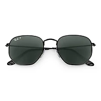 Hexagonal Flat Lenses Polished Black Green Classic G-15 Polarized