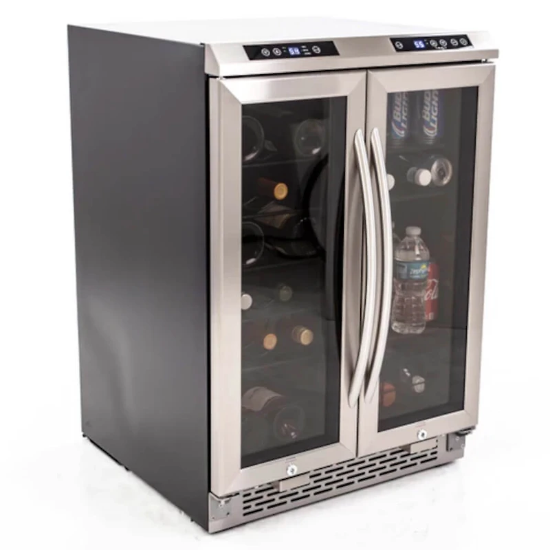 19 Bottle / 66 Can Stainless Steel Dual-Zone Wine Cooler & Beverage Center