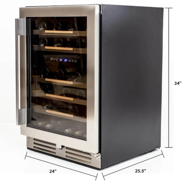 46 Bottle Stainless Steel ELITE Series Dual-Zone Wine Cooler