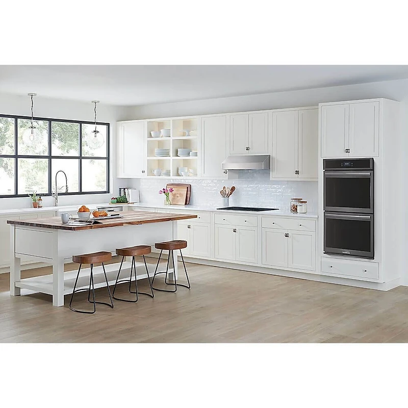 27 inch Black Stainless Electric Double Wall Oven with Total Convection