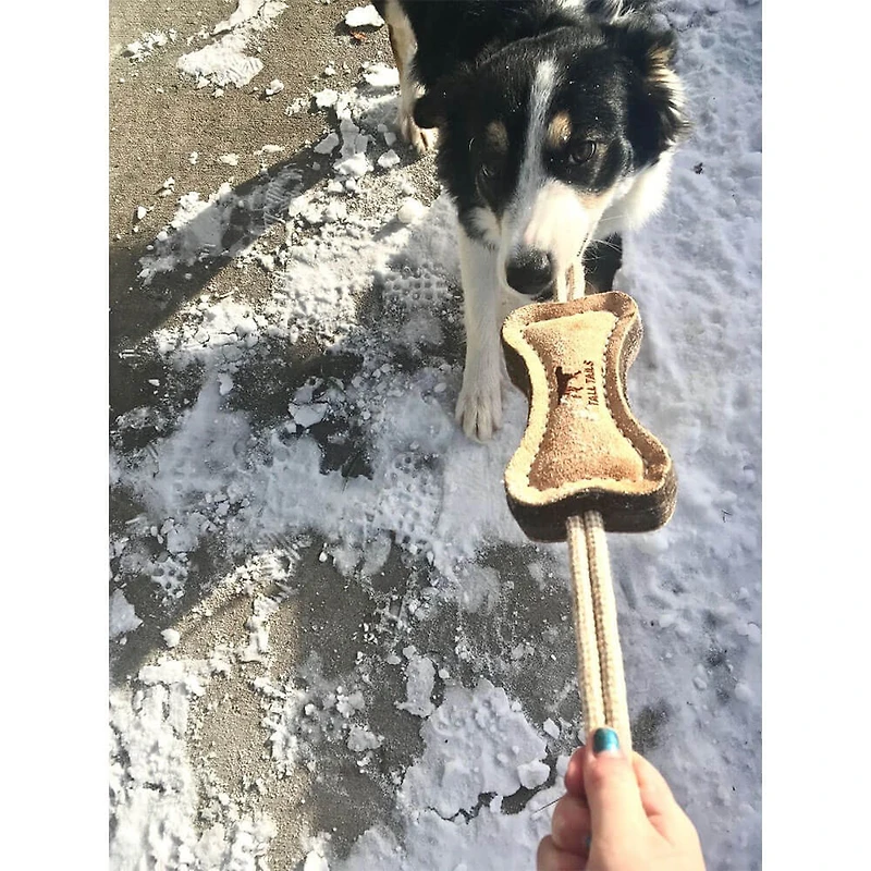 16 inch Natural Wool Bone Dog Tug Toy