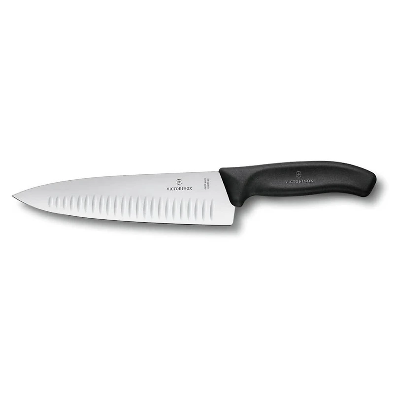 Swiss Classic 8 inch Chef Knife with Hollow Edge - Black