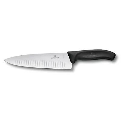 Swiss Classic 8 inch Chef Knife with Hollow Edge - Black