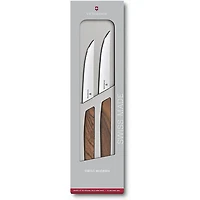 2-Piece Swiss Modern Walnut Wood Steak Knife Set -OPEN BOX