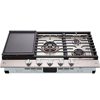 36 inch Stainless 5-Burner Built-In Gas Cooktop