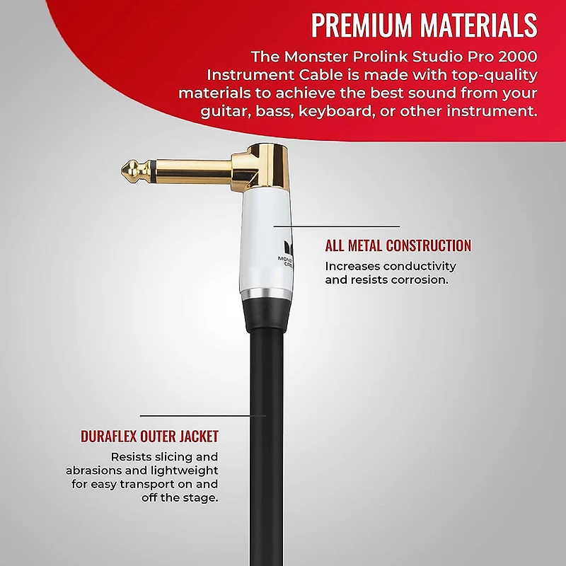 8 inch Prolink Studio Pro 2000 Instrument Cable - Right to Right