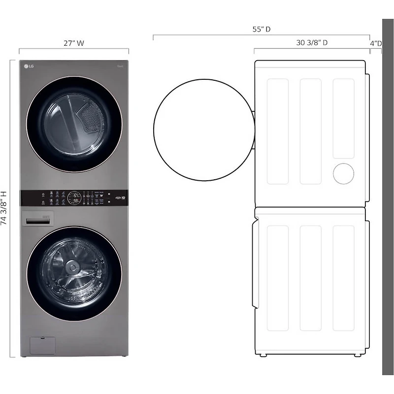 7.4 Cu. Ft. Smart Front Load WashTower