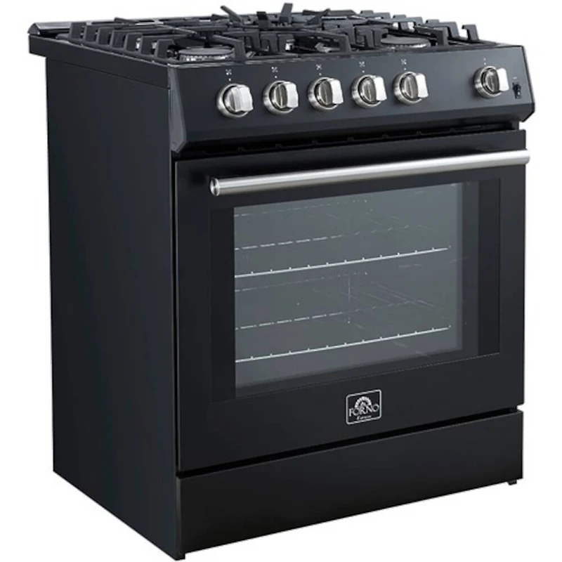 5.0 Cu. Ft. Leonardo Black Slide-In Gas Convection Range