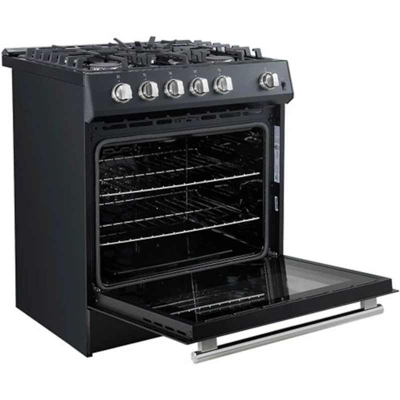 5.0 Cu. Ft. Leonardo Black Slide-In Gas Convection Range