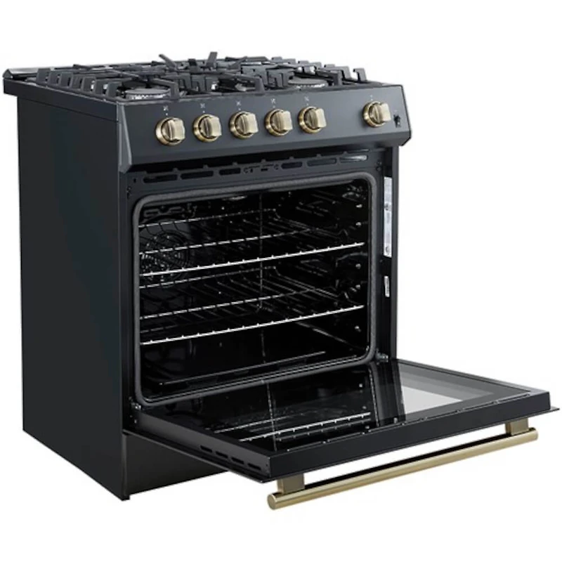 5.0 Cu. Ft. Leonardo Black Slide-In Gas Convection Range