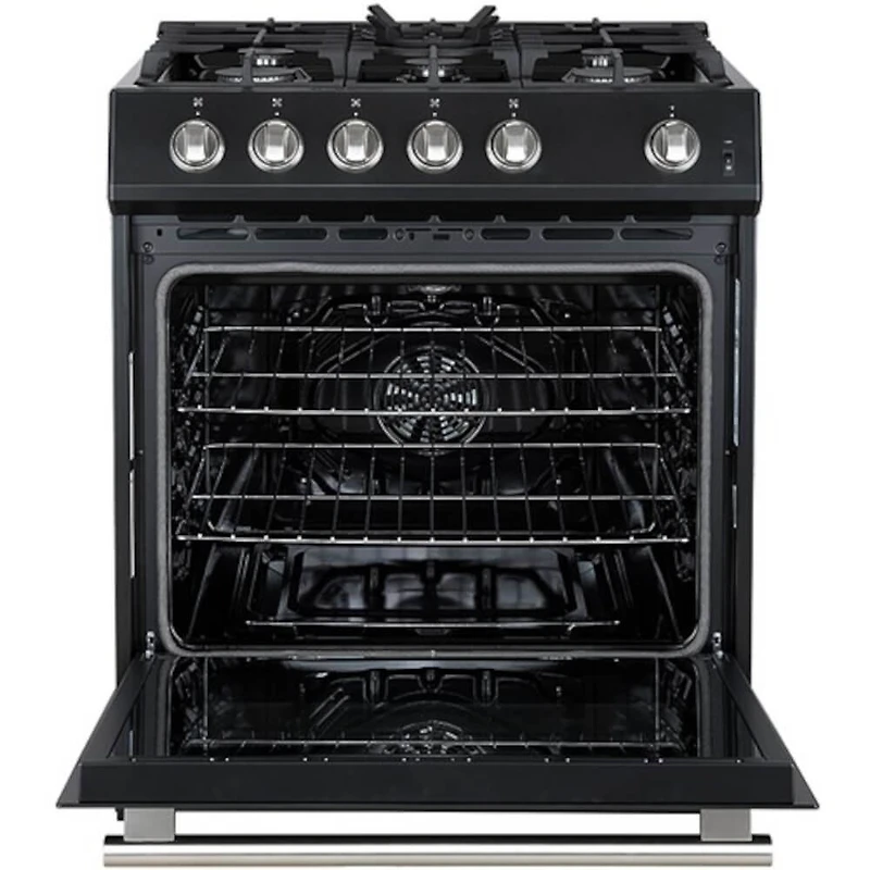 5.0 Cu. Ft. Leonardo Black Slide-In Gas Convection Range