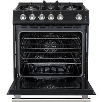 5.0 Cu. Ft. Leonardo Black Slide-In Gas Convection Range