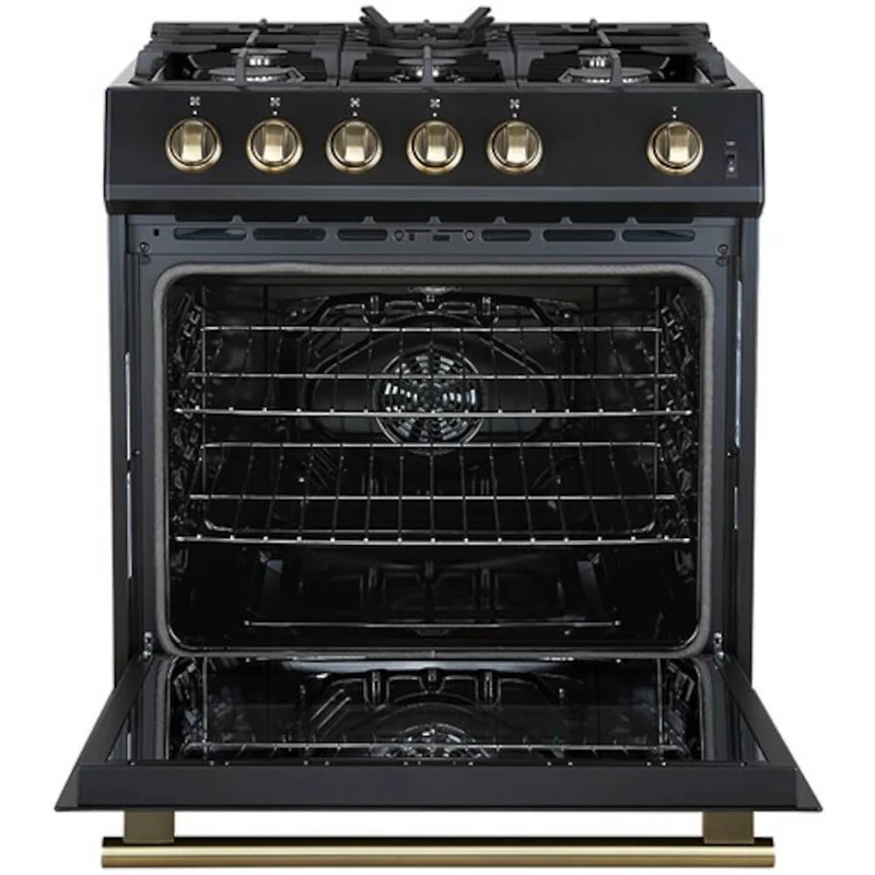 5.0 Cu. Ft. Leonardo Black Slide-In Gas Convection Range