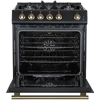 5.0 Cu. Ft. Leonardo Black Slide-In Gas Convection Range
